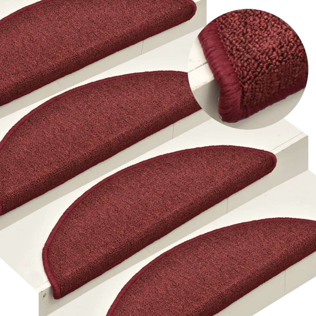 Stair Mats 15 pcs 56x17x3 cm Bordeaux Half Round
