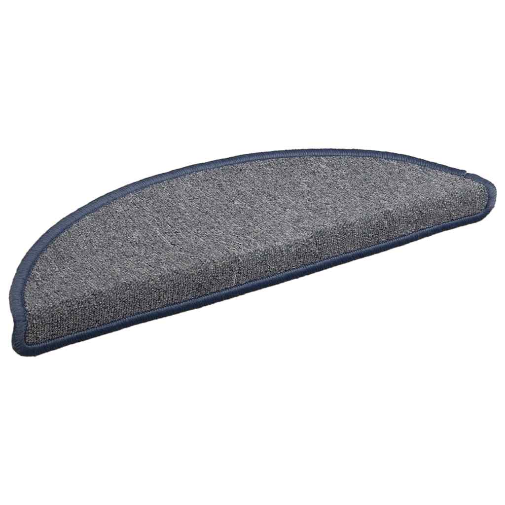 Stair Mats 15 pcs 56x17x3 cm Light Grey and Blue Half Round