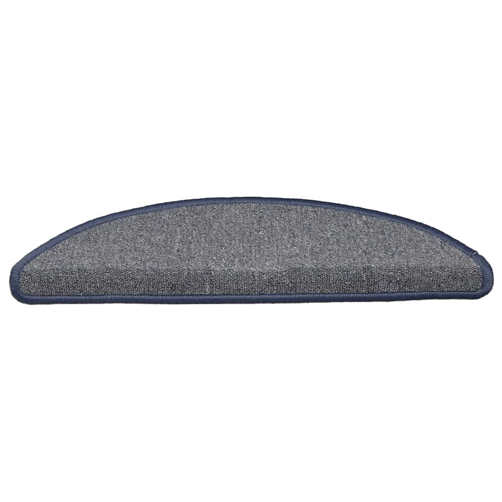Stair Mats 15 pcs 56x17x3 cm Light Grey and Blue Half Round