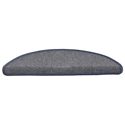 Stair Mats 15 pcs 56x17x3 cm Light Grey and Blue Half Round