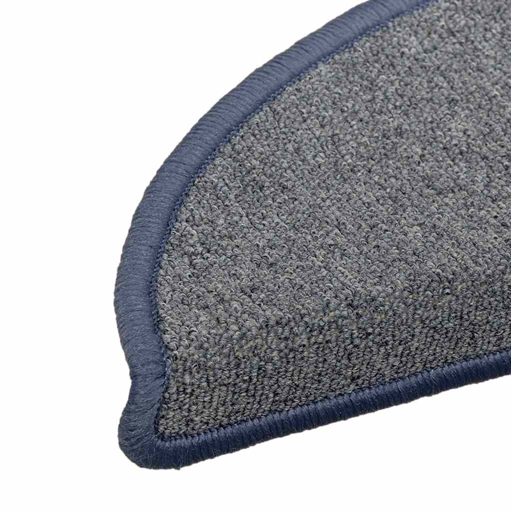 Stair Mats 15 pcs 56x17x3 cm Light Grey and Blue Half Round