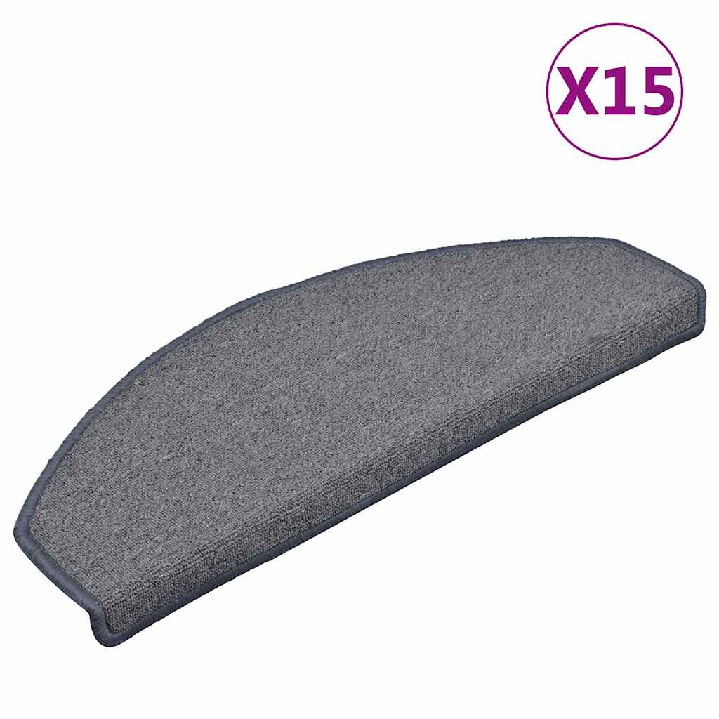 Stair Mats 15 pcs 65x24x4 cm Light Grey and Blue Half Round Large