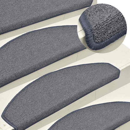 Stair Mats 15 pcs 65x24x4 cm Light Grey and Blue Half Round Large