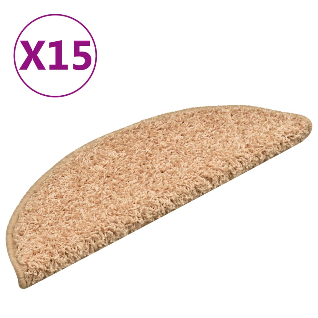 Stair Mats 15 pcs 56x17x3 cm Gold Half Round