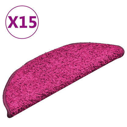 Stair Mats 15 pcs 56x17x3 cm Pink Half Round