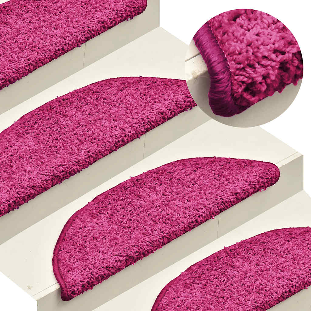 Stair Mats 15 pcs 56x17x3 cm Pink Half Round