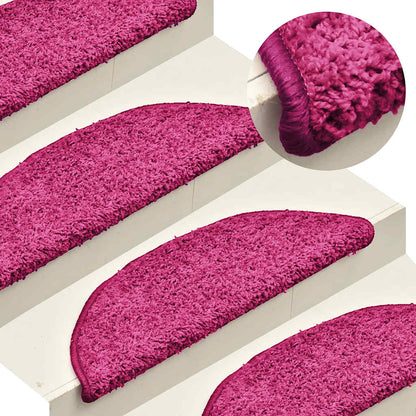 Stair Mats 15 pcs 56x17x3 cm Pink Half Round