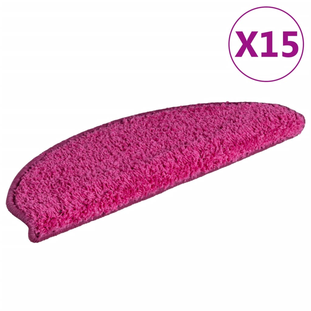 Stair Mats 15 pcs 65x21x4 cm Pink Half Round Large