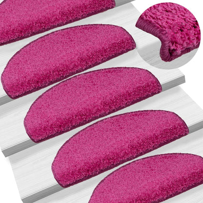 Stair Mats 15 pcs 65x21x4 cm Pink Half Round Large