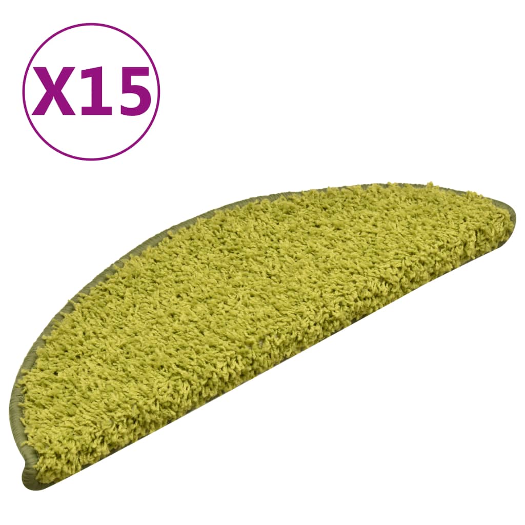 Carpet Stair Treads 15 pcs Green 56x17x3 cm