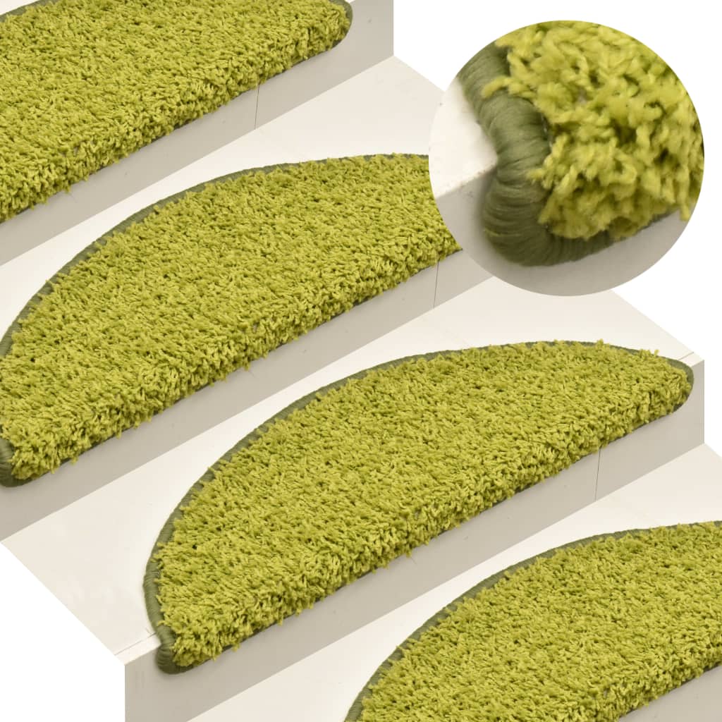 Stair Mats 15 pcs 65x21x4 cm Green Half Round Large