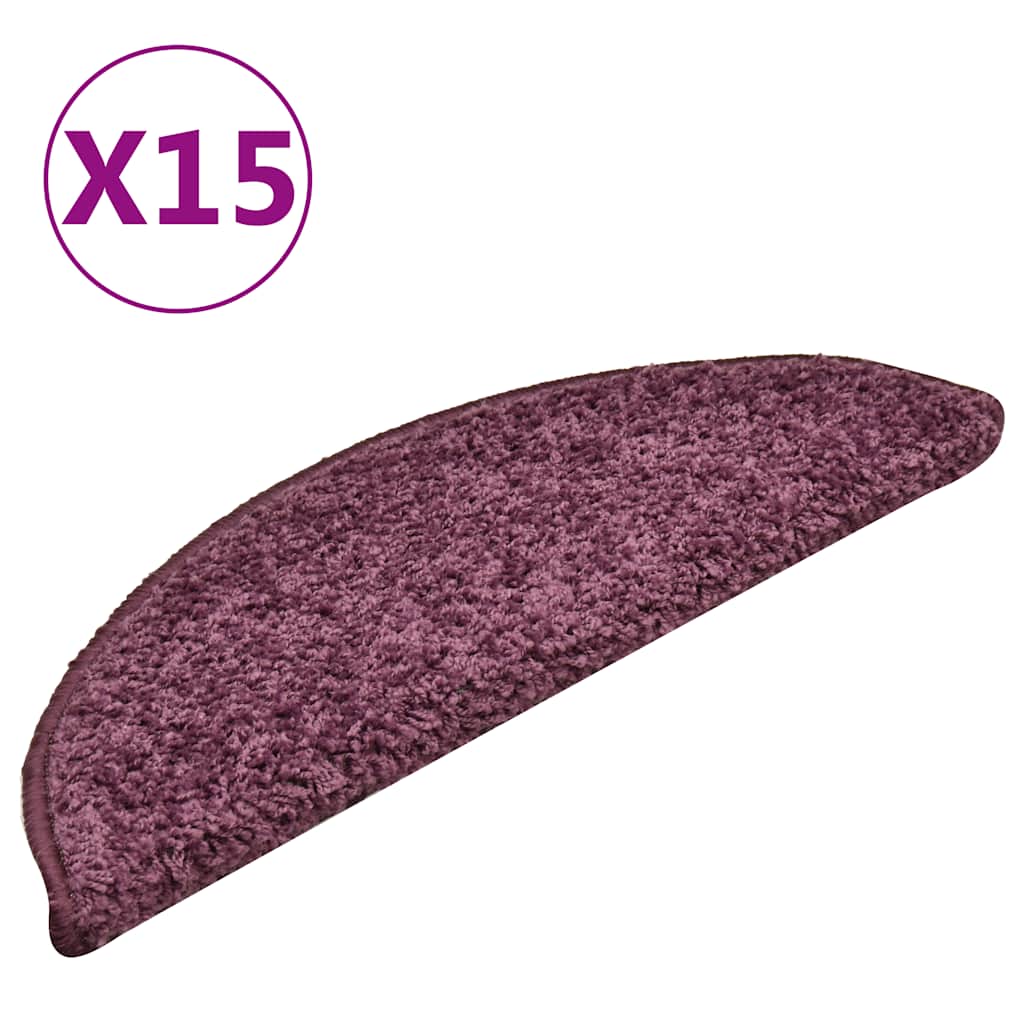 Stair Mats 15 pcs 56x17x3 cm Dark Purple Half Round