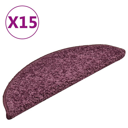 Stair Mats 15 pcs 56x17x3 cm Dark Purple Half Round