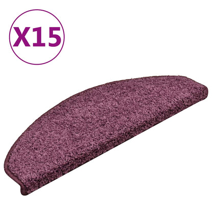 Stair Mats 15 pcs 65x21x4 cm Dark Purple Half Round Large
