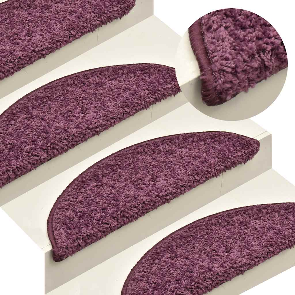 Stair Mats 15 pcs 65x21x4 cm Dark Purple Half Round Large