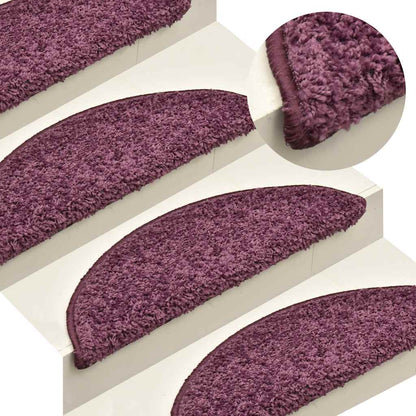 Stair Mats 15 pcs 65x21x4 cm Dark Purple Half Round Large