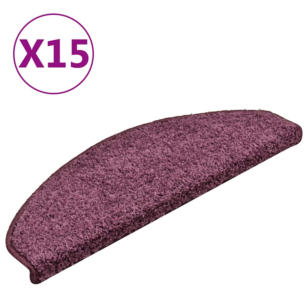 Stair Mats 15 pcs 65x21x4 cm Dark Purple Half Round Large