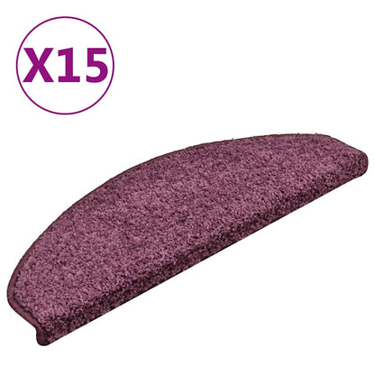 Stair Mats 15 pcs 65x21x4 cm Dark Purple Half Round Large