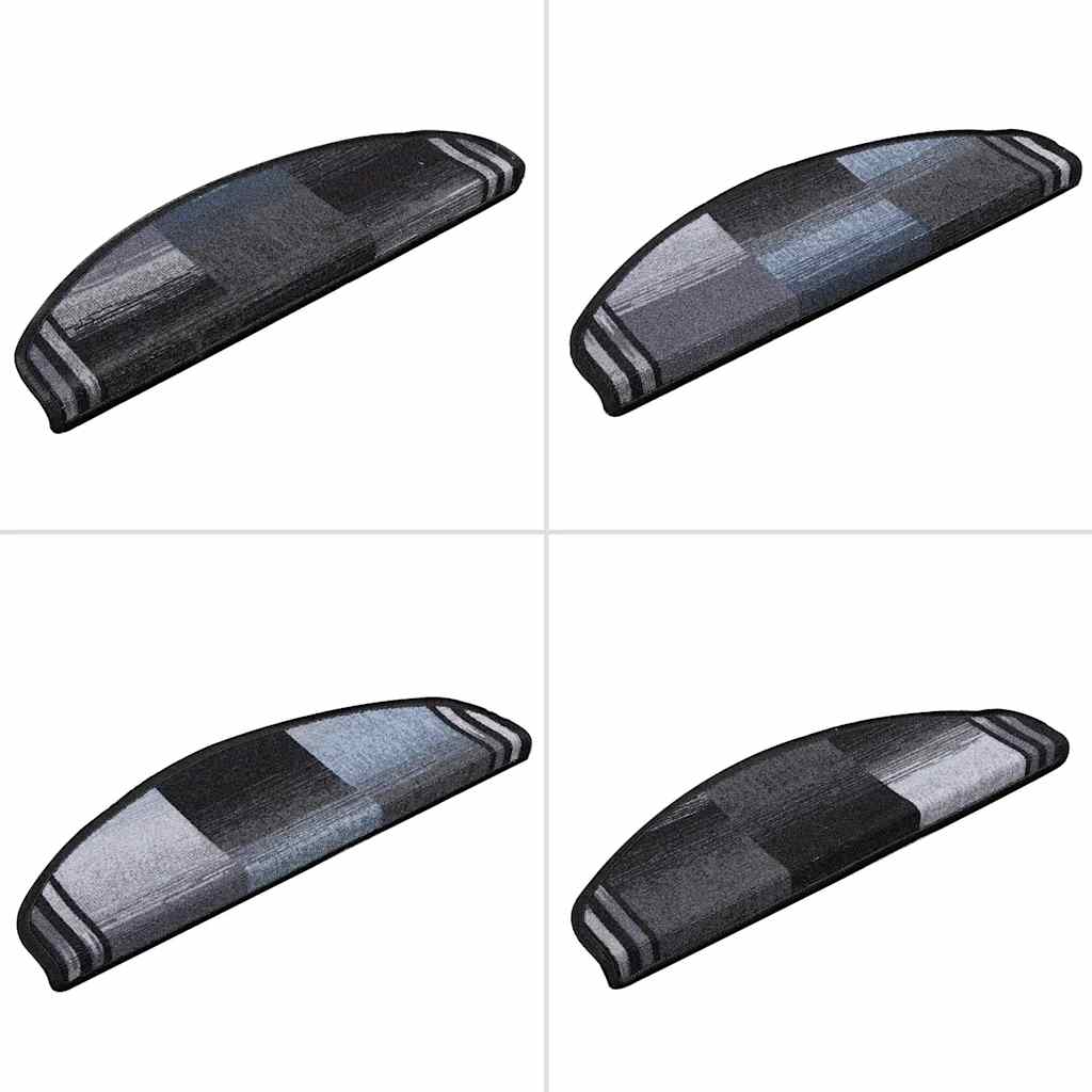 Self-adhesive Stair Mats 15 pcs Black and Grey 65x21x4 cm