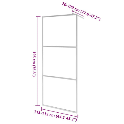 Walk-in Shower Wall with Half Frosted ESG Glass 115x195 cm