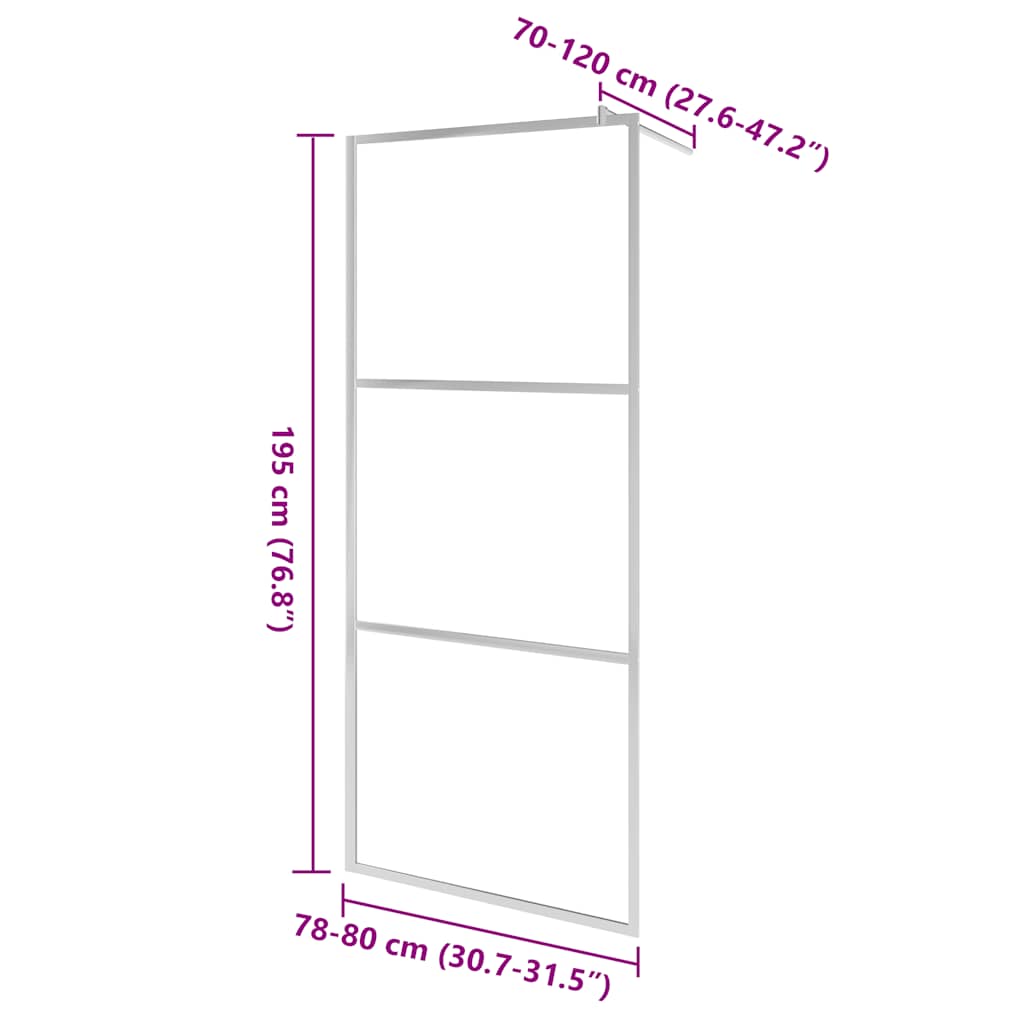 Walk-in Shower Wall with Whole Frosted ESG Glass 80x195 cm
