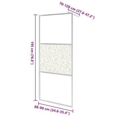 Walk-in Shower Wall ESG Glass with Stone Design 90x195 cm