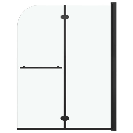 147193 vidaXL Folding Shower Enclosure 2 Panels ESG 95x140 cm Black