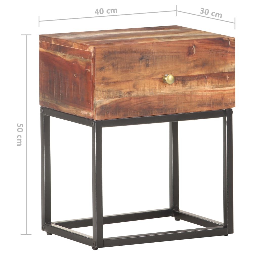 Bedside Table 40x30x50 cm Rough Acacia Wood