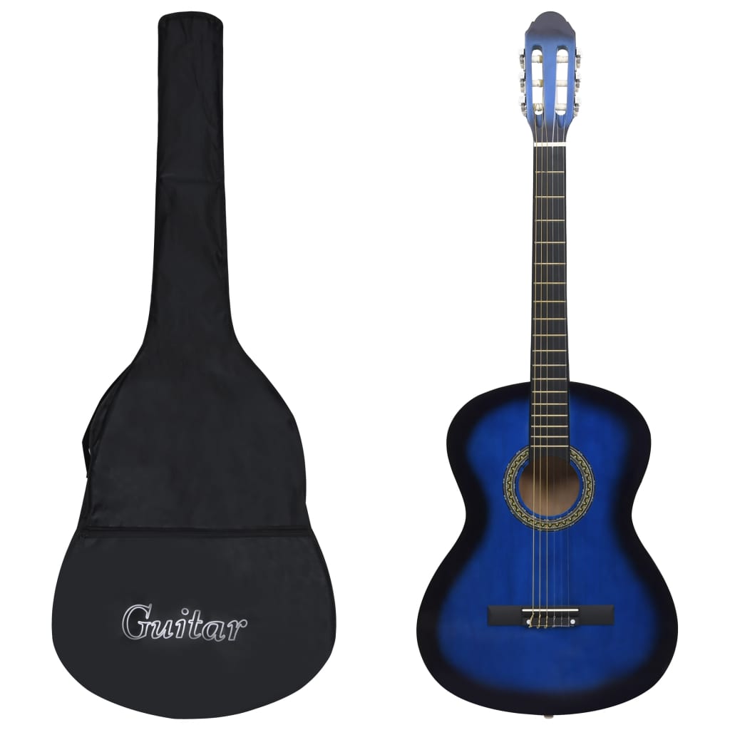 Classical Guitar for Beginner with Bag Blue 4/4 39" - A full view showcasing the beautiful design and craftsmanship.
