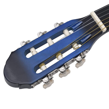 Classical Guitar for Beginner with Bag Blue 4/4 39" - Detailed shot of the guitar's body and finish, showcasing its attractive blue colour.