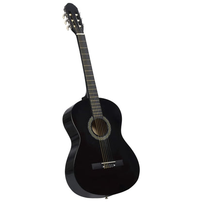 Close-up view of the Classical Guitar for Beginner with Bag Black 4/4 39" detailing its hard plastic buttons and fingerboard.