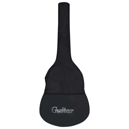 Classical Guitar for Beginner and Kid with Bag 1/2 34" displayed on a wooden surface, showcasing its natural basswood finish and classic design.