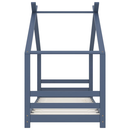Kids Bed Frame Grey Solid Pine Wood 80x160 cm