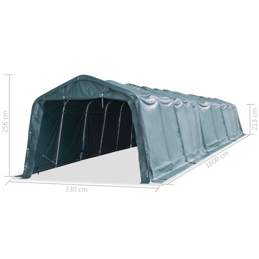 Removable Livestock Tent PVC 550 g/m² 3.3x16 m Dark Green