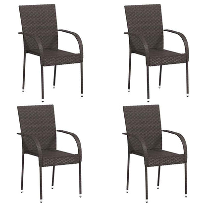Dining Chair |  Set of 4 | Brown | PE rattan, powder-coated steel