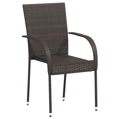 Dining Chair |  Set of 4 | Brown | PE rattan, powder-coated steel