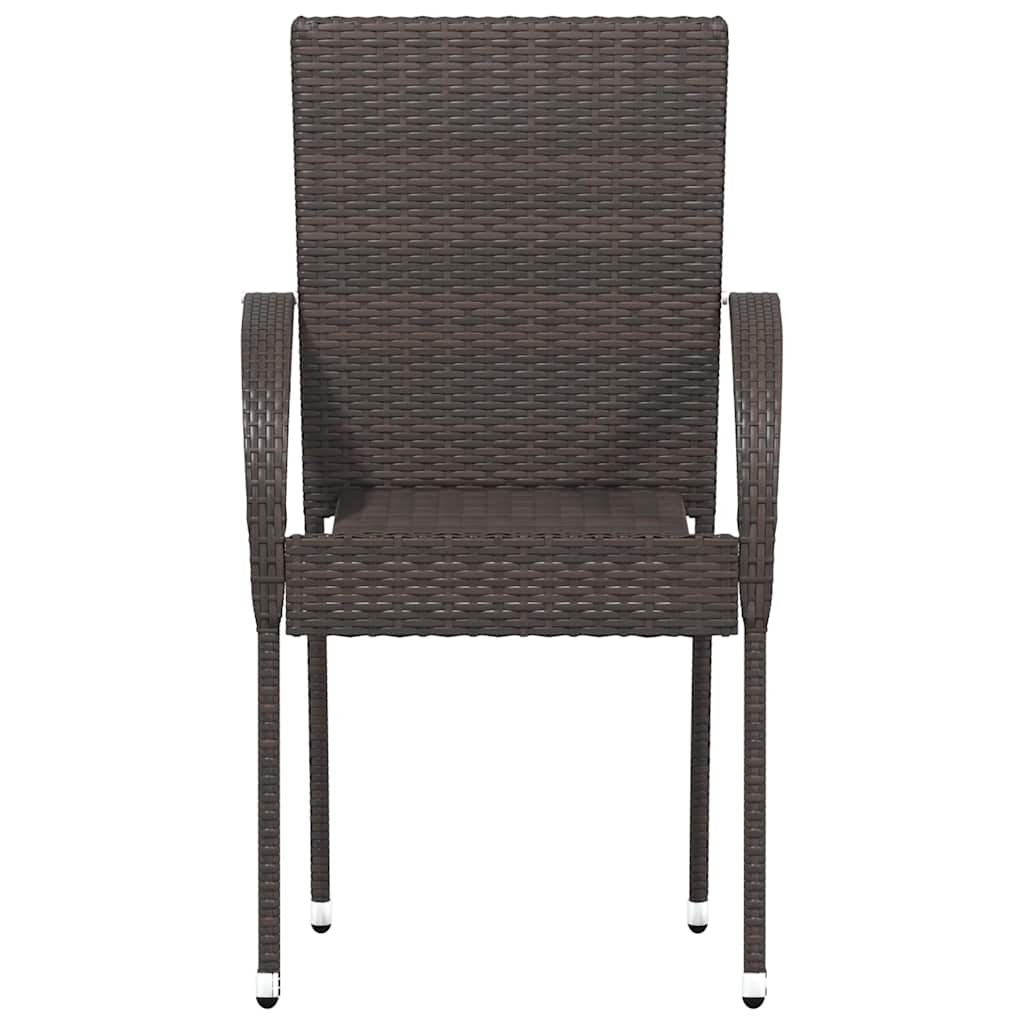 Dining Chair |  Set of 4 | Brown | PE rattan, powder-coated steel