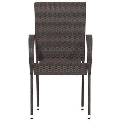 Dining Chair |  Set of 4 | Brown | PE rattan, powder-coated steel