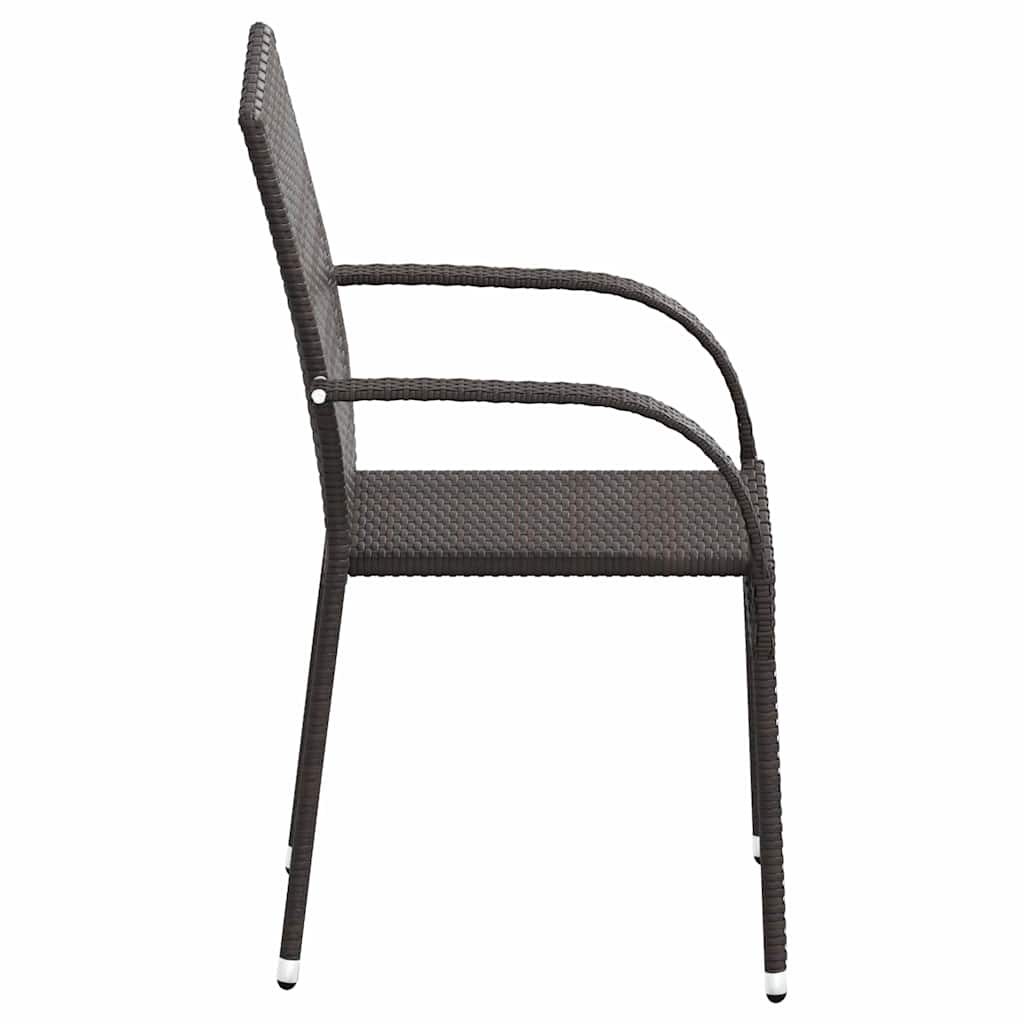 Dining Chair |  Set of 4 | Brown | PE rattan, powder-coated steel