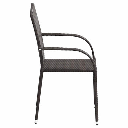 Dining Chair |  Set of 4 | Brown | PE rattan, powder-coated steel