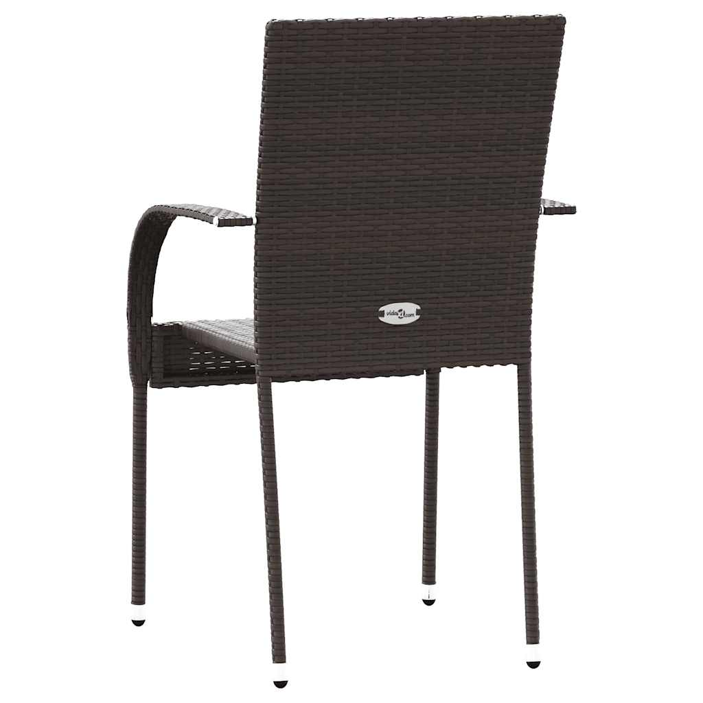 Dining Chair |  Set of 4 | Brown | PE rattan, powder-coated steel