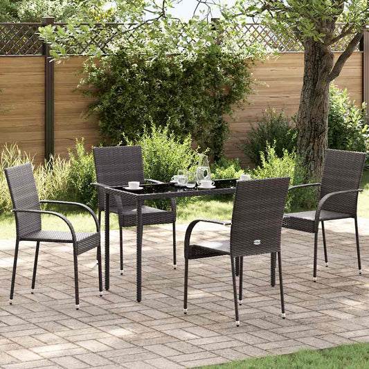 Dining Chair |  Set of 4 | Brown | PE rattan, powder-coated steel