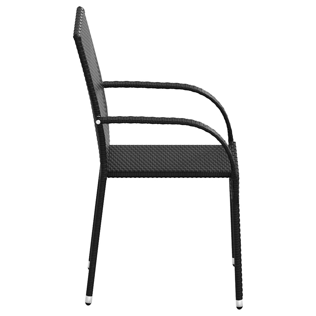 Dining Chair | Set of 4 | Black | PE rattan, powder-coated steel