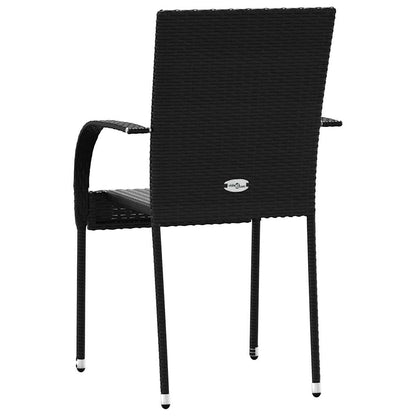 Dining Chair | Set of 4 | Black | PE rattan, powder-coated steel