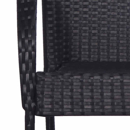 Dining Chair | Set of 4 | Black | PE rattan, powder-coated steel