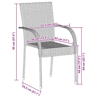 Dining Chair | Set of 4 | Black | PE rattan, powder-coated steel