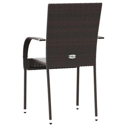 Stackable Outdoor Chairs 6 pcs Poly Rattan Brown