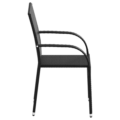 Dining Chair | Set of 6 | Black | PE Rattan | One Size | Stackable
