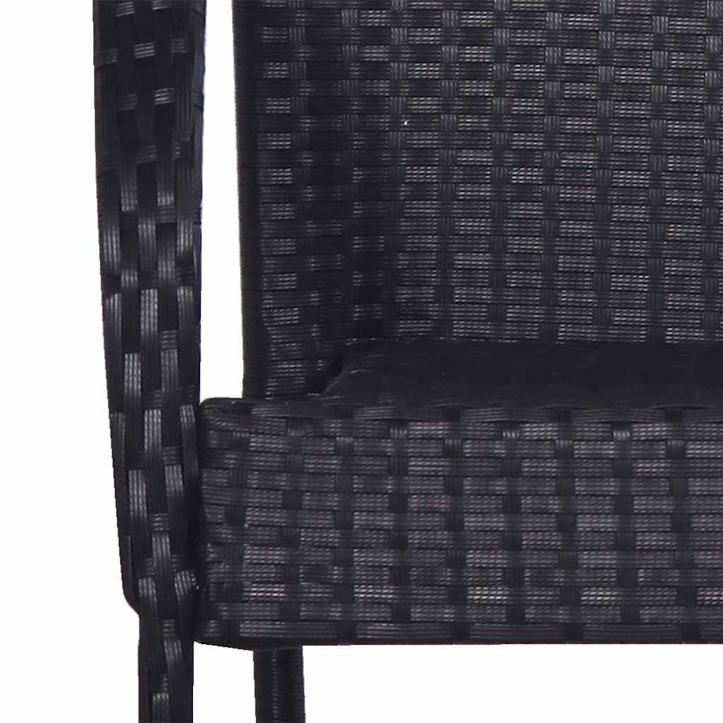 Dining Chair | Set of 6 | Black | PE Rattan | One Size | Stackable