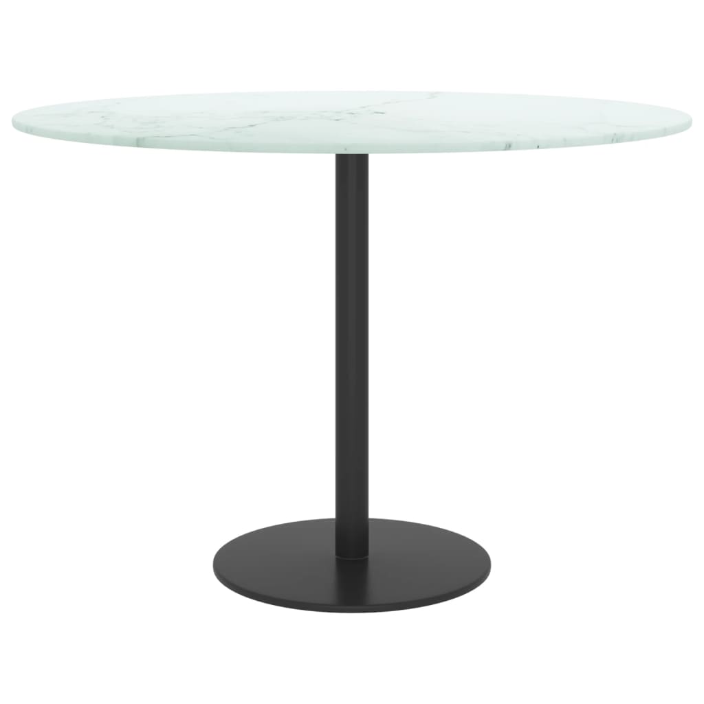 Table Top White ?60x0.8 cm Tempered Glass with Marble Design